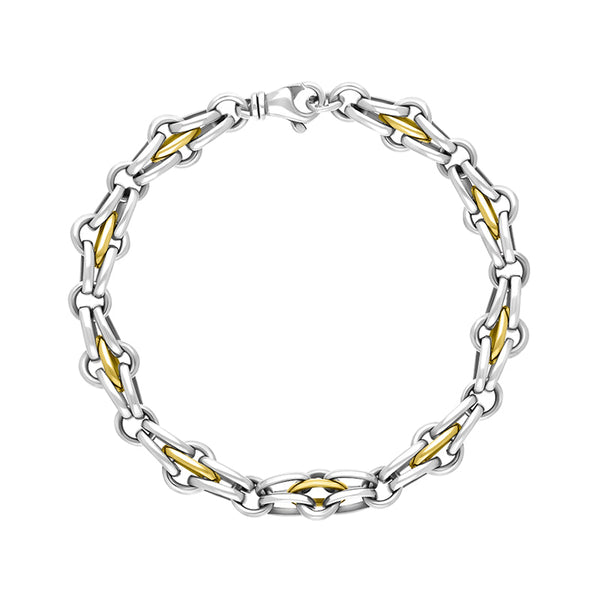 9ct Yellow Gold Sterling Silver Multi Link Cable Chain Bracelet C064BR