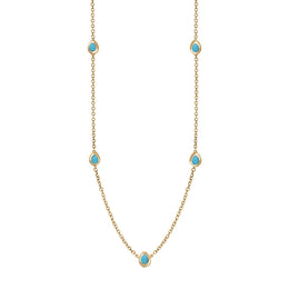 9ct Yellow Gold Turquoise Cross Link Disc Chain Necklace