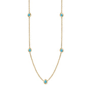 9ct Yellow Gold Turquoise Cross Link Disc Chain Necklace