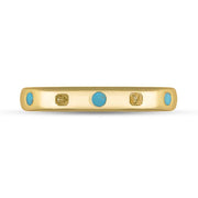 9ct Yellow Gold Turquoise King's Coronatioin Hallmark 3mm Ring R1193_3_CFH