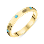 9ct Yellow Gold Turquoise King's Coronatioin Hallmark 3mm Ring R1193_3