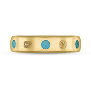 9ct Yellow Gold Turquoise King's Coronation Hallmark 5mm Ring R1193_5 CFH