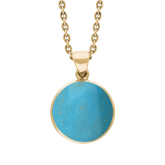 9ct Yellow Gold Turquoise Plain Round Necklace P1541
