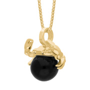 9ct Yellow Gold Whitby Jet Zodiac Cancer 10mm Bead Pendant, P3625.