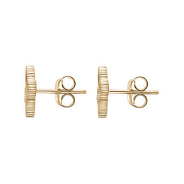 9ct Yellow Gold White Mother of Pearl Eden Marquise Flower Stud Earrings