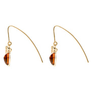 9ct Yellow Gold Amber Bee Small Hook Earrings