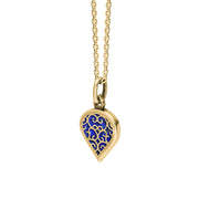 9ct Yellow Gold Lapis Lazuli Flore Filigree Small Heart Necklace. P3629._2