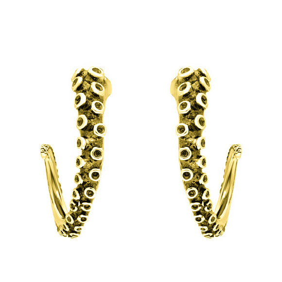 9ct Yellow Gold Tentacle Hoop Earrings, P3409