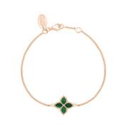 18ct Rose Gold Malachite Bloom Flower Ball Edge Bracelet, B1273