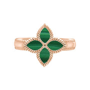9ct Rose Gold Malachite Eden Marquise Flower Ring