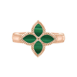 9ct Rose Gold Malachite Eden Marquise Flower Ring
