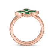 9ct Rose Gold Malachite Eden Marquise Flower Ring