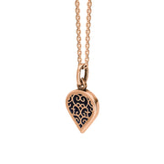 9ct Rose Gold Blue Goldstone Flore Filigree Small Heart Necklace. P3629._2