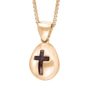 9ct Rose Gold Blue John Cross Pear Shape Necklace