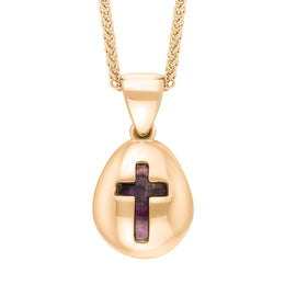 9ct Rose Gold Blue John Cross Pear Shape Necklace