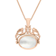 9ct Rose Gold Blue John Mother Of Pearl Double Sided Oval Swivel Fob Necklace, P104_4_2.