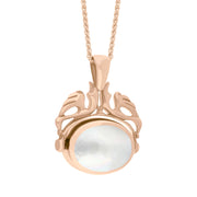 9ct Rose Gold Blue John Mother Of Pearl Double Sided Oval Swivel Fob Necklace, P104_4_3.
