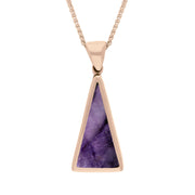 9ct Rose Gold Blue John Mother Of Pearl Small Double Sided Triangular Fob Necklace, P834.