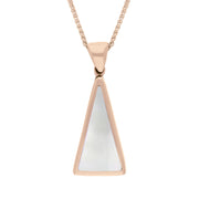 9ct Rose Gold Blue John Mother Of Pearl Small Double Sided Triangular Fob Necklace, P834_2.