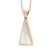 9ct Rose Gold Blue John Mother Of Pearl Small Double Sided Triangular Fob Necklace, P834_3.