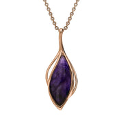 9ct Rose Gold Blue John Open Marquise Shaped Necklace, P3370