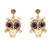 9ct Rose Gold Blue John Owl Stud Earrings E2329