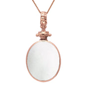9ct Rose Gold Blue John White Mother Of Pearl Double Sided Oval Fob Necklace, P100_2.
