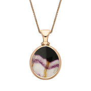 9ct Rose Gold Blue John White Mother Of Pearl Small Double Sided Pear Fob Necklace, P220_2.