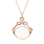 9ct Rose Gold Blue John White Mother Of Pearl Double Sided Swivel Fob Necklace, P209_2. 