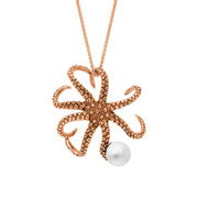 9ct Rose Gold Freshwater Pearl Bead Octopus Necklace, P3410.