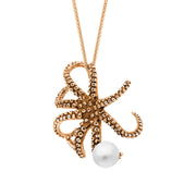 9ct Rose Gold Freshwater Pearl Bead Octopus Necklace