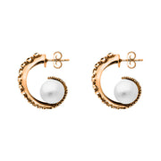 9ct Rose Gold Freshwater Pearl Tentacle Hoop Earrings