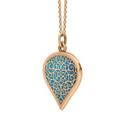 9ct Rose Gold Turquoise Flore Filigree Large Heart Necklace. P3631._2