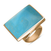 9ct Rose Gold Turquoise Hallmark Large Square Ring. R605_FH.