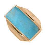 9ct Rose Gold Turquoise Hallmark Medium Oblong Ring. R065_FH