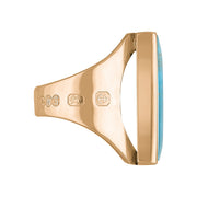 9ct Rose Gold Turquoise Hallmark Medium Oblong Ring
