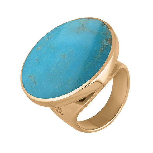 9ct Rose Gold Turquoise Hallmark Medium Round Ring. R610_FH.