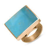 9ct Rose Gold Sterling Silver Turquoise Hallmark Medium Square Ring. R604_FH.
