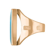 9ct Rose Gold Turquoise Hallmark Medium Square Ring