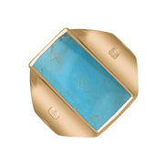 9ct Rose Gold Turquoise Hallmark Small Oblong Ring. R221_FH