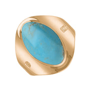 9ct Rose Gold Turquoise Hallmark Small Oval Ring. R076_FH.