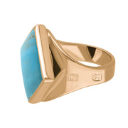 9ct Rose Gold Turquoise Hallmark Small Rhombus Ring