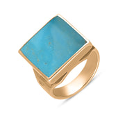 9ct Rose Gold Turquoise Hallmark Small Square Ring. R603_FH.