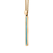 9ct Rose Gold Turquoise Long Slim Oblong Necklace. P1472_2.