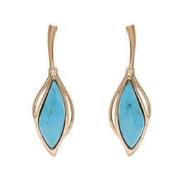 9ct Rose Gold Turquoise Open Marquise Drop Earrings, E2437