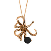 9ct Rose Gold Whitby Jet Bead Octopus Necklace