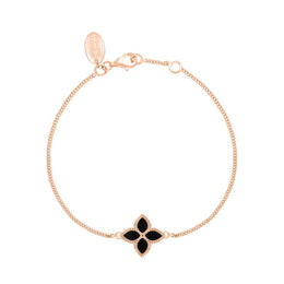 9ct Rose Gold Whitby Jet Bloom Flower Ball Edge Bracelet, B1273