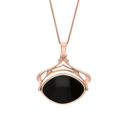 9ct Rose Gold Whitby Jet Blue John Marquise Swivel Fob Necklace, P115_10.
