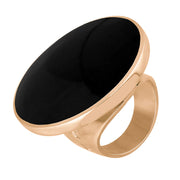 9ct Rose Gold Whitby Jet Hallmark Large Round Ring, R611_FH.
