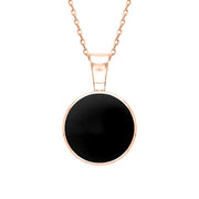 9ct Rose Gold Whitby Jet Heritage Round Necklace. P018.